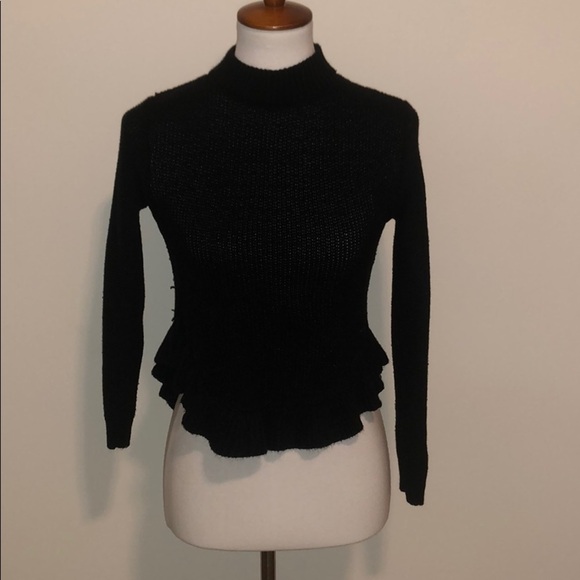 Boohoo Amelie Ruffle Hem Black Sweater Sz. S - Picture 1 of 4